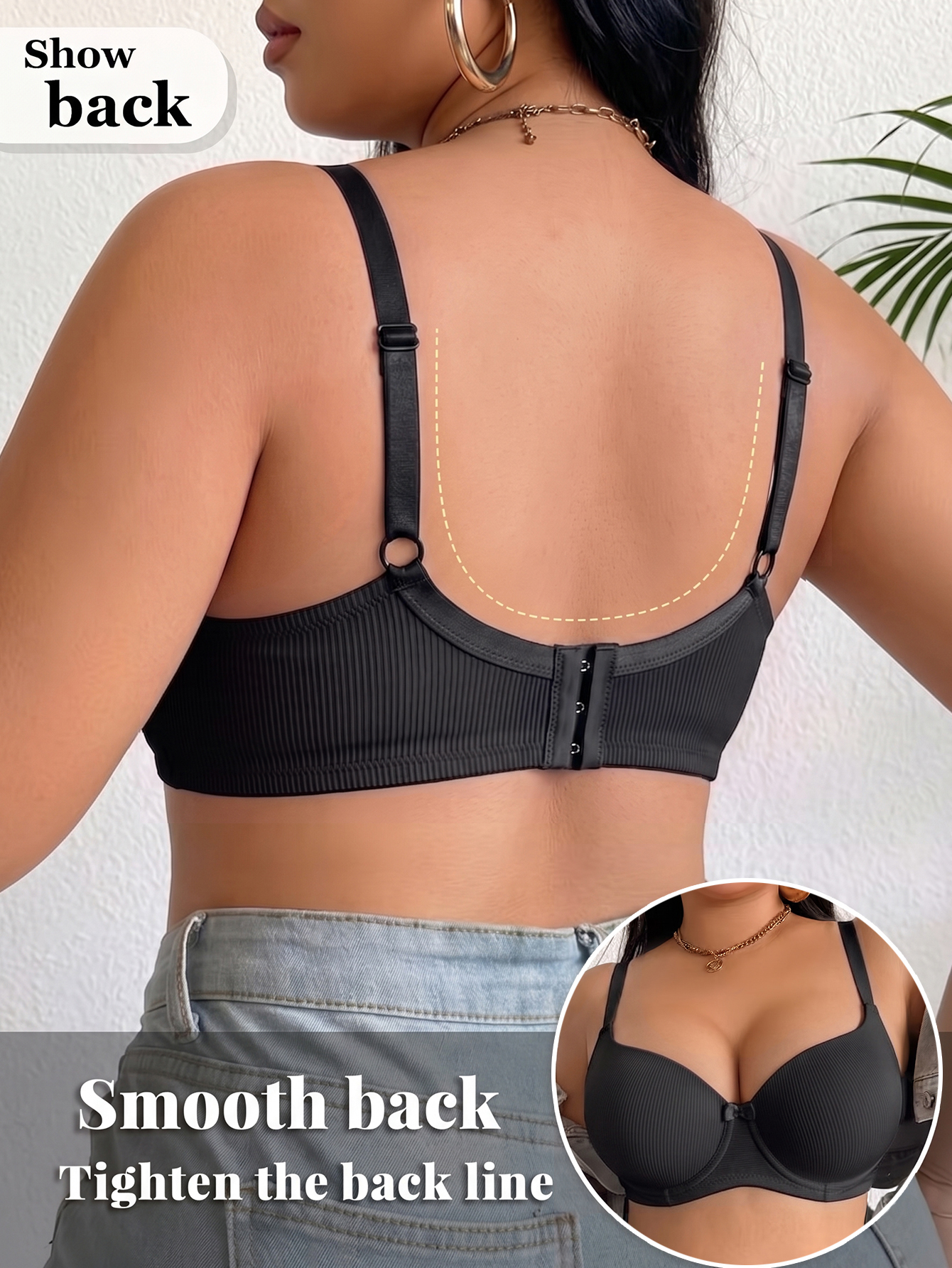 Plus Size Anti-Sagging Women B - Plunge Bra Push Up ulasan dan harga