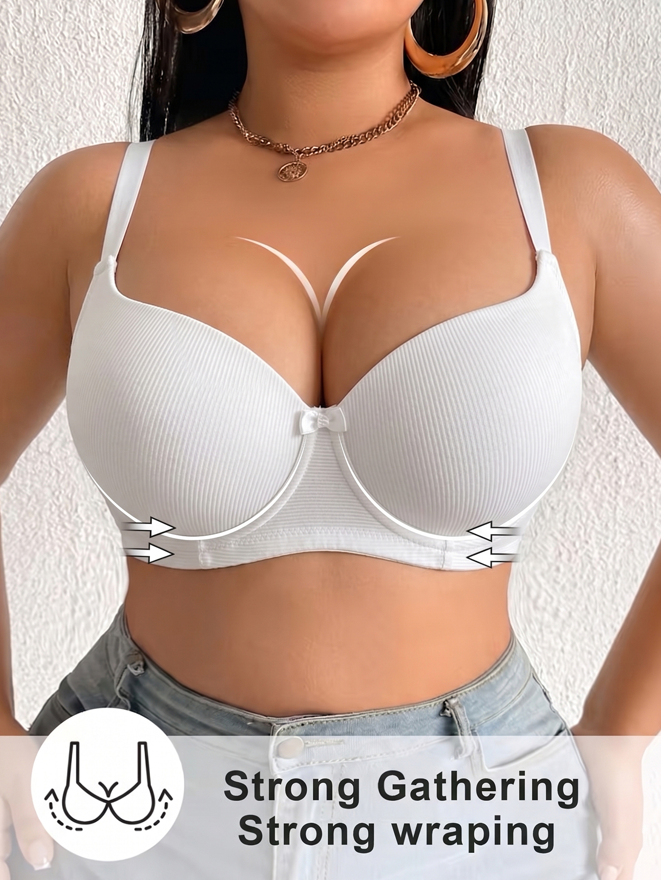 Plus Size Anti-Sagging Women B - Plunge Bra Push Up ulasan dan harga