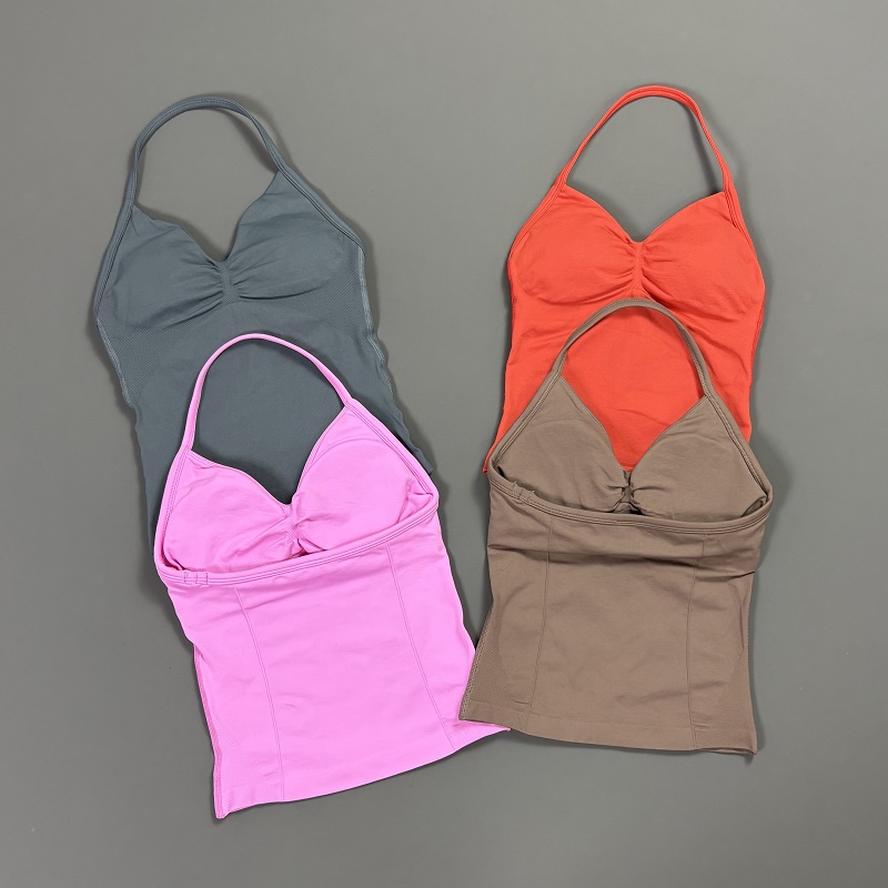 Sports Tank Top Women Halter V - T Shirt Bra Seamless ulasan dan harga