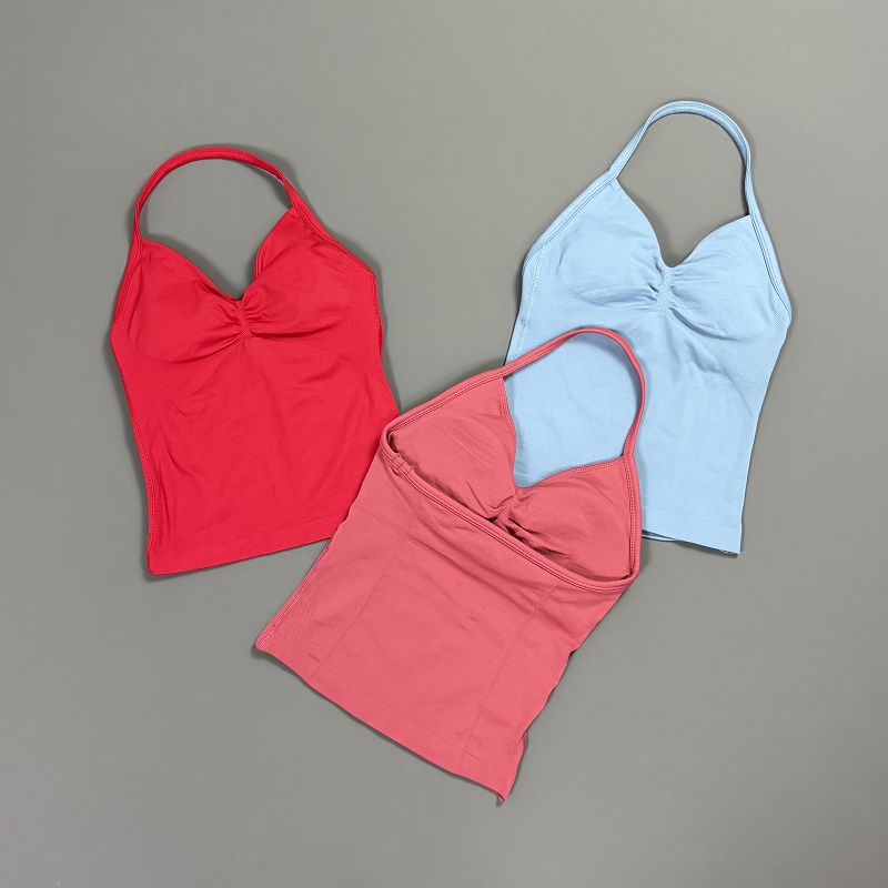 Sports Tank Top Women Halter V - T Shirt Bra Seamless ulasan dan harga