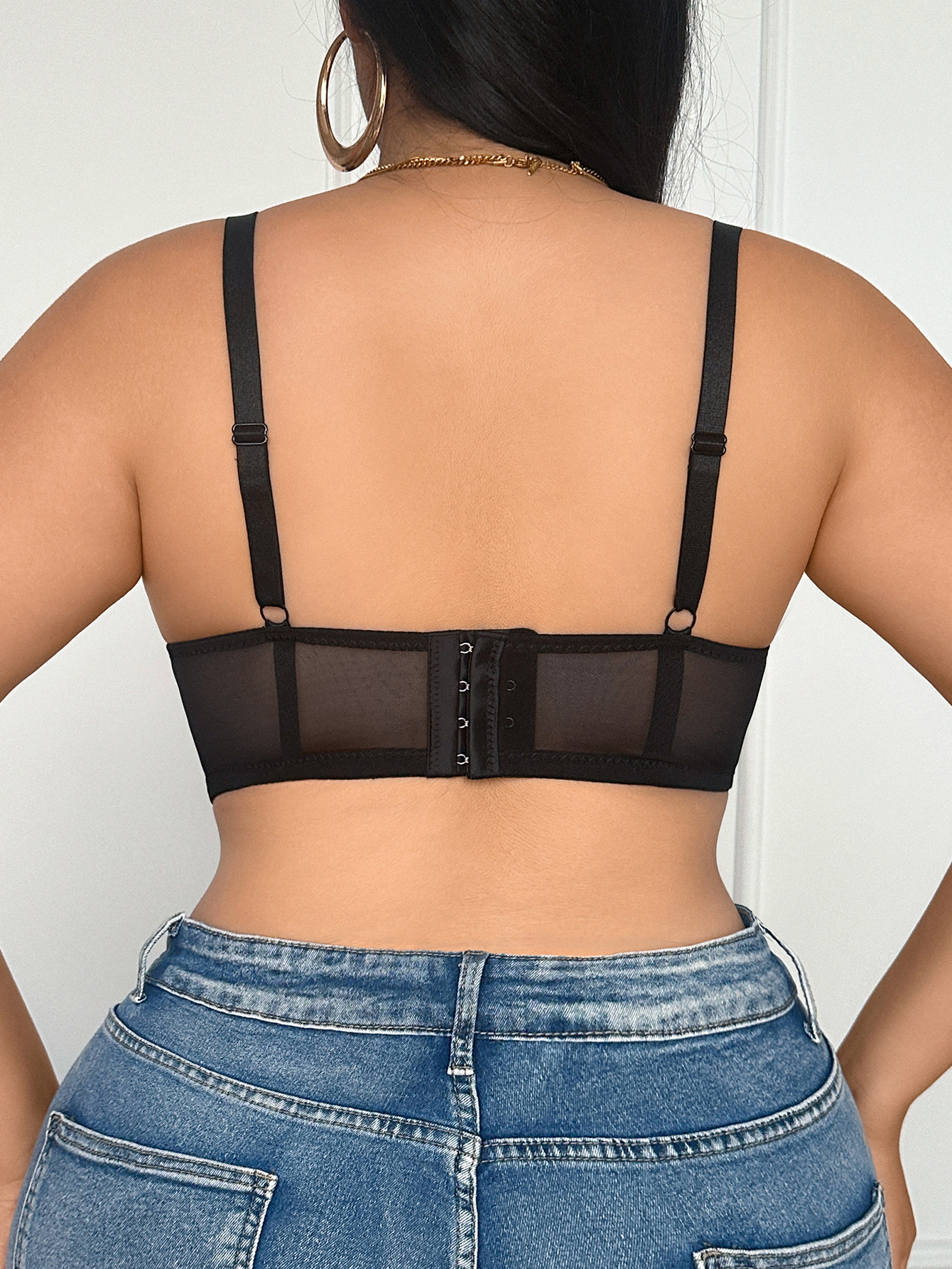 Wide Strap Plus Size Women Bra - Sheer Mesh Bra ulasan dan harga