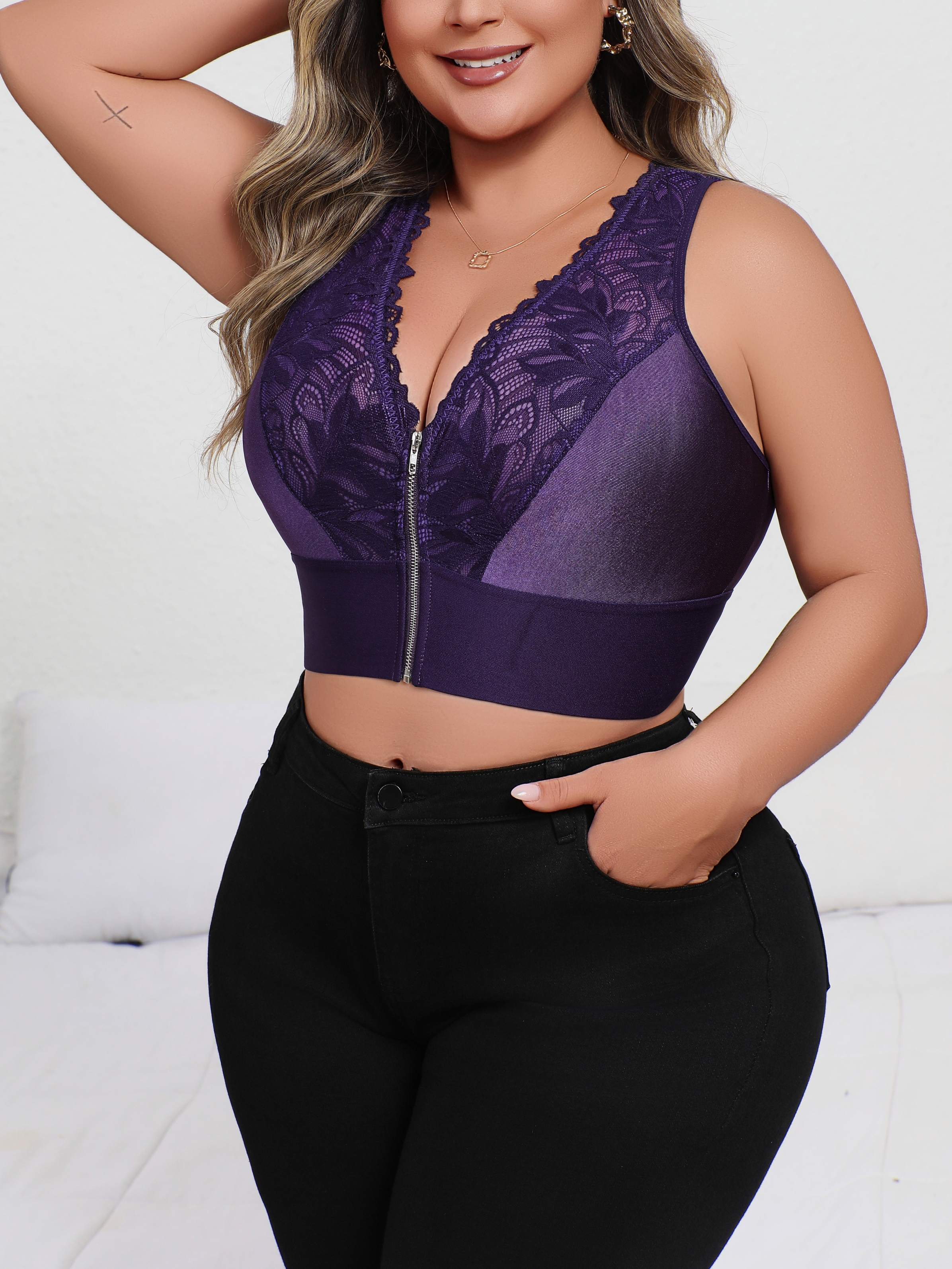 New Arrival Plus Size Sexy Pur - Plunge Bra Push Up ulasan dan harga
